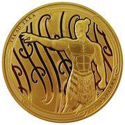 10 Dollars - Elizabeth II 4th Portrait - Māui and the First Dog I: Māui / Gold reverse image
