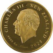 10 Dollars - Charles III 1st Portrait - Great Spotted Kiwi; Gold Proof obverse image