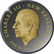 10 Dollars - Charles III 1st Portrait - Great Spotted Kiwi; Silver Gilded obverse image
