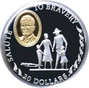 20 Dollars - Elizabeth II 3rd Portrait; Salute to Bravery, New Zealand, 1995 reverse image