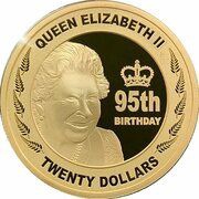 20 Dollars - Elizabeth II 4th Portrait; 95th Birthday of the Queen, New Zealand, 2021 reverse image
