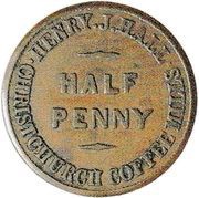 ½ Penny Hall, Henry J. - Christchurch obverse image