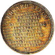 ½ Penny Reece, Edward - Christchurch obverse image