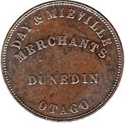 1 Penny Day and Mieville, Dunedin, New Zealand, 1857 reverse image