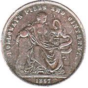 1 Penny Professor Holloway, London England, New Zealand, 1857-1858 reverse image