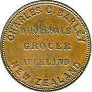 1 Penny Barley, Charles C., Auckland, New Zealand, 1858 reverse image