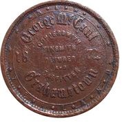 1 Penny McCaul, George, Grahamstown, New Zealand, 1874 reverse image