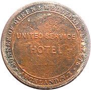 1 Penny United Service Hotel, Auckland, New Zealand, 1874 reverse image