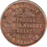 1 Penny S. Clarkson, Christchurch, New Zealand, 1875 reverse image