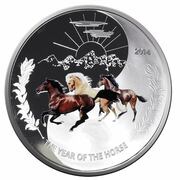 1 Dollar - Elizabeth II Ying Yang Horses, New Zealand, 2014 reverse image
