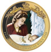 1 Dollar - Elizabeth II Birth of Charles, New Zealand, 2020 reverse image