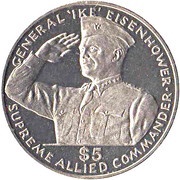 5 Dollars - Elizabeth II General D. Eisenhower, New Zealand, 1991 reverse image