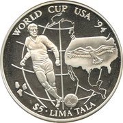 5 Tala - Elizabeth II World Cup Soccer, New Zealand, 1994 reverse image
