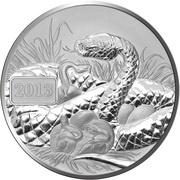 5 Dollars - Elizabeth II Year of the Snake; Silver Bullion, New Zealand, 2013 reverse image