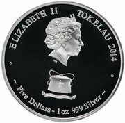 5 Dollars - Elizabeth II Unicorn; coloured obverse image
