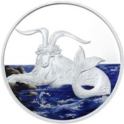 5 Dollars - Elizabeth II Capricorn; coloured, New Zealand, 2015 reverse image