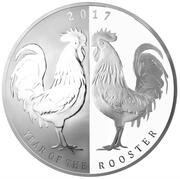 5 Dollars - Elizabeth II Mirror Roosters, New Zealand, 2017 reverse image
