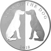 5 Dollars - Elizabeth II Mirror Dogs, New Zealand, 2018 reverse image