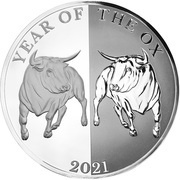 5 Dollars - Elizabeth II Mirror Oxes, New Zealand, 2021 reverse image