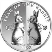 5 Dollars - Elizabeth II Posthumous; Mirror Rabbits, New Zealand, 2023 reverse image
