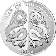 5 Dollars - Charles III Mirror Dragon, New Zealand, 2024 reverse image