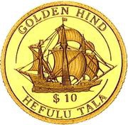 10 Tala - Elizabeth II Golden Hind, New Zealand, 1997 reverse image