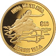 10 Dollars - Elizabeth II Mermaid and turtle, New Zealand, 1999 reverse image