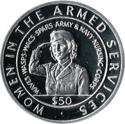 50 Tala - Elizabeth II Women in the Armed Forces, New Zealand, 1993 reverse image