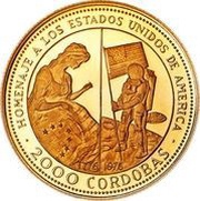 2000 Córdobas Betsy Ross and Astronaut reverse image