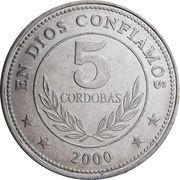 5 Córdobas, Nicaragua, 1997-2000 reverse image