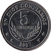 5 Córdobas, Nicaragua, 2007-2014 reverse image