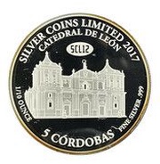 5 Córdobas Leon Cathedral, Nicaragua, 2017 reverse image