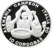 10 Córdobas Italy '90, Nicaragua, 1991 reverse image