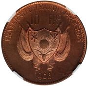 10 Francs Lion; copper pattern obverse image