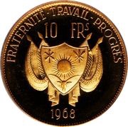 10 Francs Lion; small type; gold plated pattern obverse image