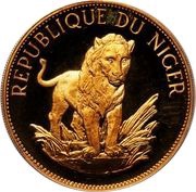 10 Francs Lion; small type; gold plated pattern reverse image