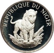 10 Francs Lion; small type; silver plated pattern reverse image