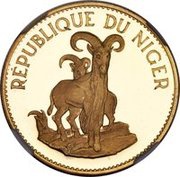 25 Francs Barbary sheep; gold essai, Niger, 1968 reverse image