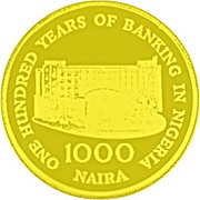1000 Naira 100 Years - Banking In Nigeria reverse image