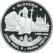 ½ Dollar - Elizabeth II Pope John Paul II in Slovenia, Niue, 2008 reverse image