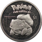 1 Dollar - Elizabeth II Bulbasaur, Niue, 2001 reverse image