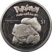 1 Dollar - Elizabeth II Bulbasaur, Niue, 2001 reverse image