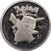 1 Dollar - Elizabeth II Pikachu, Niue, 2001 reverse image