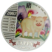 1 Dollar - Elizabeth II Year of the Pig: Happy, Niue, 2007 reverse image