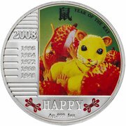 1 Dollar - Elizabeth II Year of the Rat: Happy, Niue, 2008 reverse image