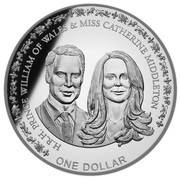 1 Dollar - Elizabeth II Royal Wedding, Niue, 2011 reverse image