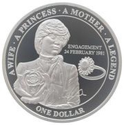1 Dollar - Elizabeth II Princess Diana, Niue, 2011 reverse image