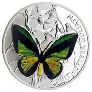1 Dollar - Elizabeth II Ornithoptera Goliath, Niue, 2012 reverse image