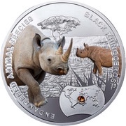 1 Dollar - Elizabeth II Black Rhinoceros, Niue, 2014 reverse image