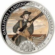 1 Dollar - Elizabeth II Landing at Gallipoli, Niue, 2015 reverse image